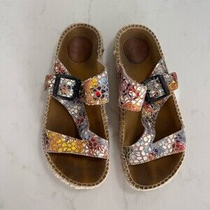Toni Pons Women's Espadrille Slide Sandals Multicolor Mosaic Buckle EU 36
